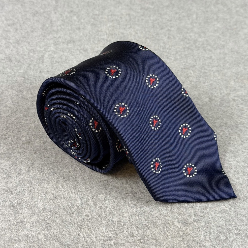 SummerTies Martha's Vineyard 4th July Silk Tie Navy Stars USA Patriotic 58x3.5"